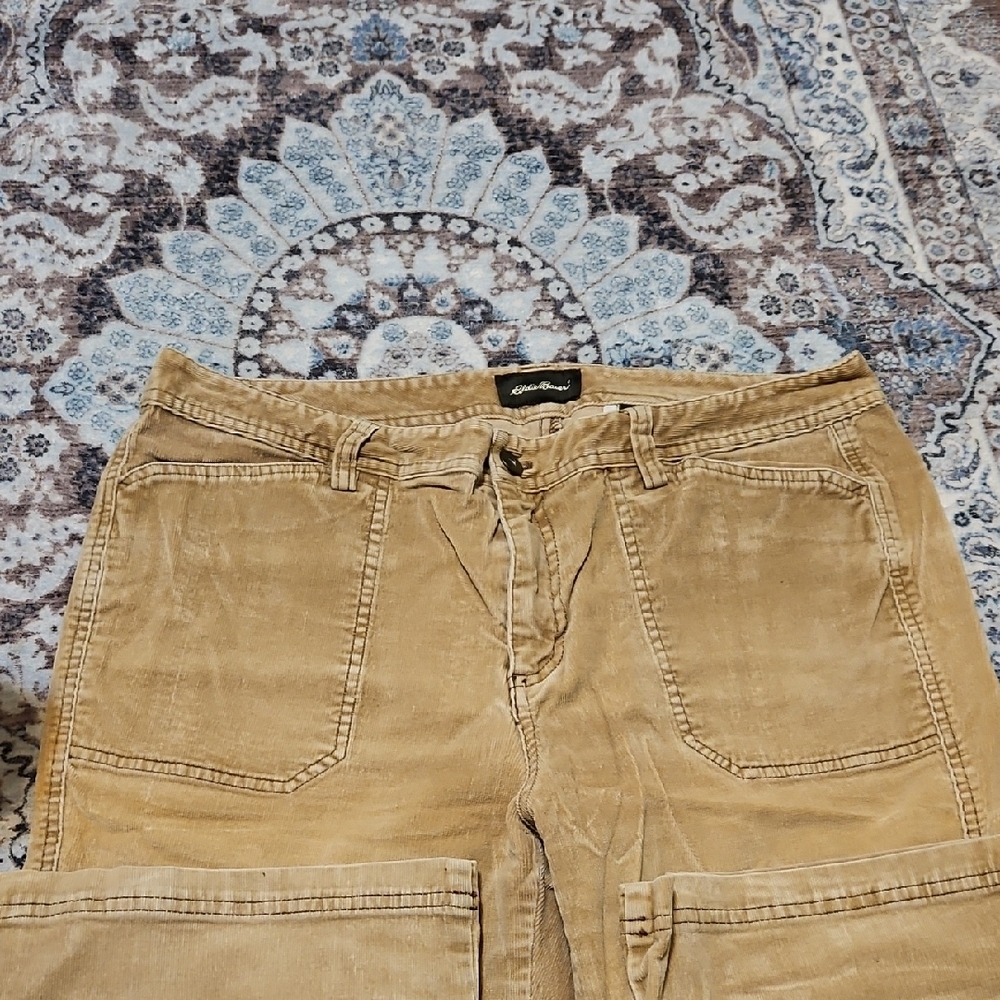 Eddie Bauer Beige Corduroy Cargo Wide Leg Pants - Picture 3 of 6